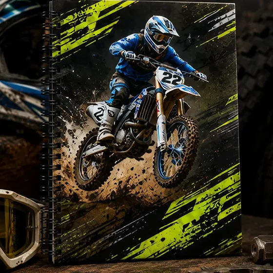 Caderno de motocross pronto